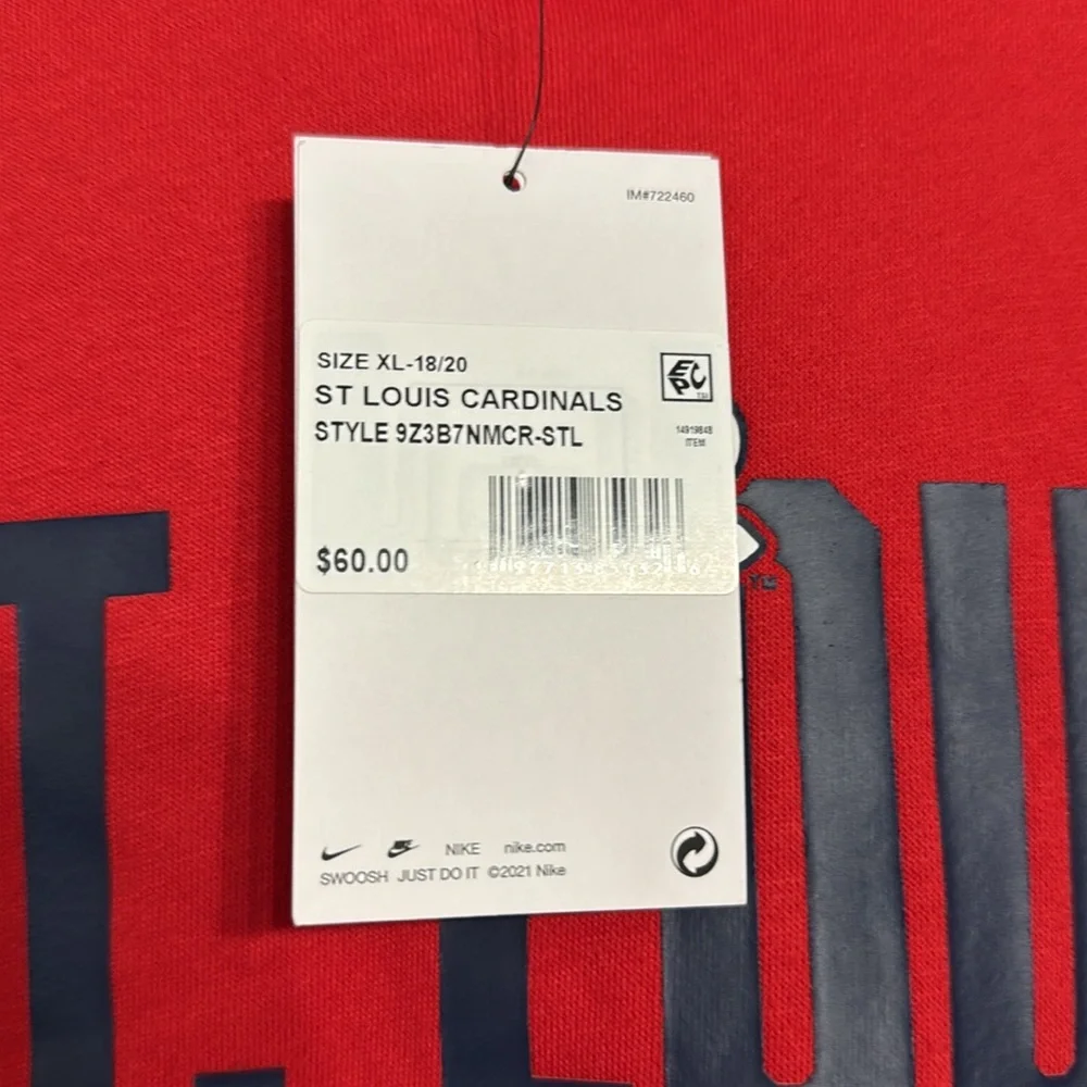 Nike NWT Kids MLB St Louis Cardinals‎ Nike Dri Fit Sweatshirt Pullover XL